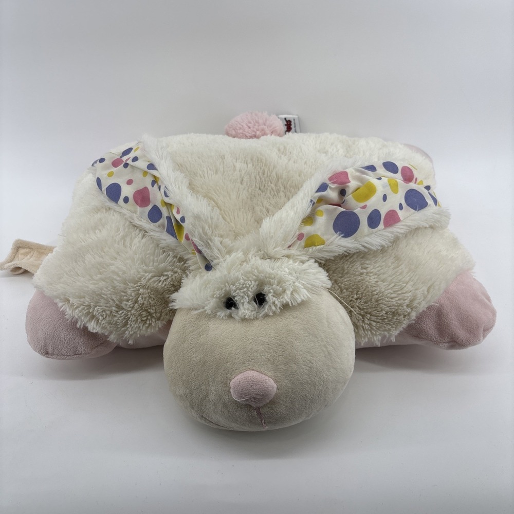 Pillow Pets Bunny Rabbit Plush White Pink Spotted‎ Ears Polka Dot Pink 2010